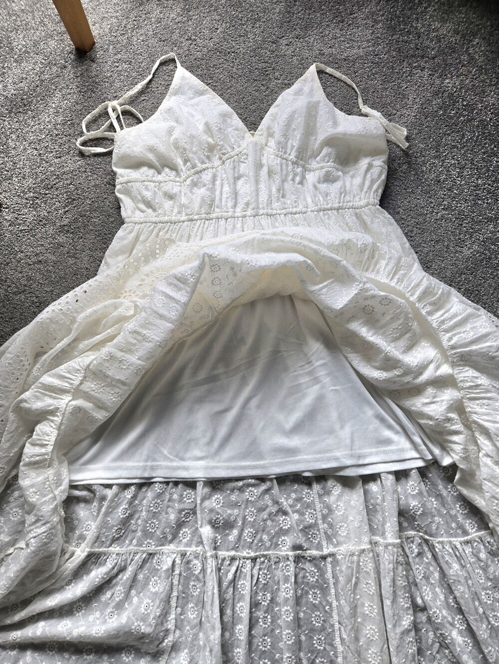 Southern Fried Chics White Eyelet Maxi Dress with Spaghetti Straps - Picture 7 of 9